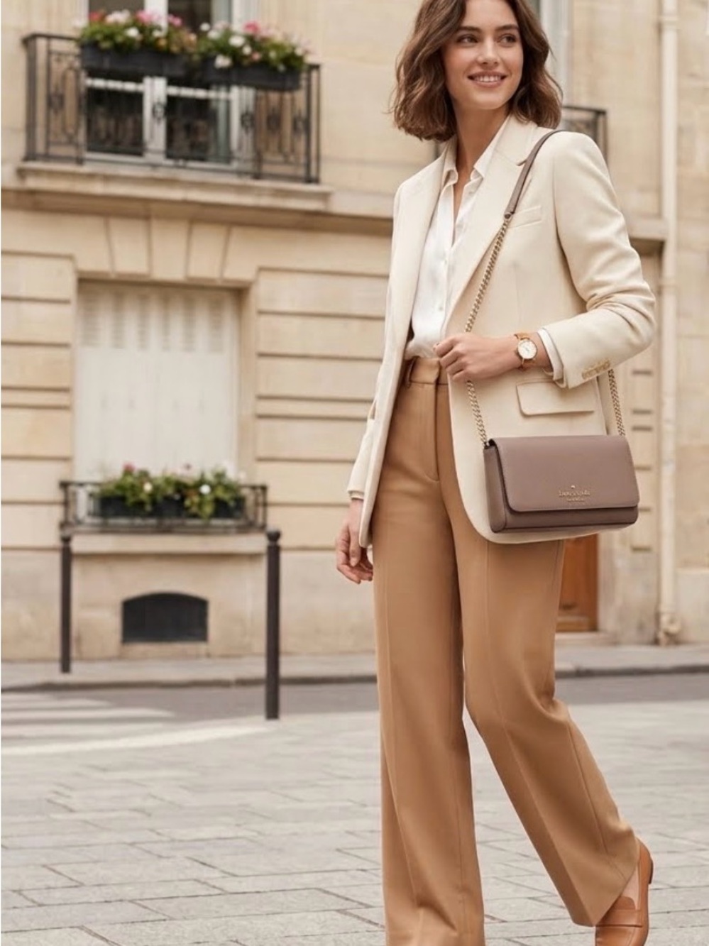 Kate Spade taupe brown leather crossbody with chain strap - Picture 6 of 6